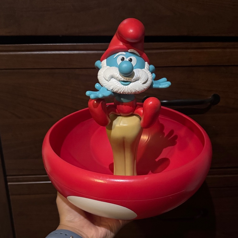 Smurf Themed Red and Blue Kids Toy Popcorn Bowl